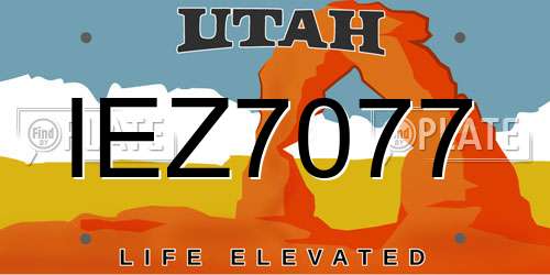 IEZ7077 Utah License Plate
