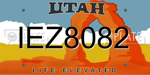 IEZ8082 Utah License Plate