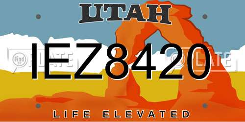IEZ8420 Utah License Plate