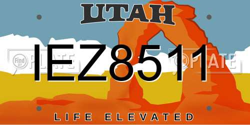 IEZ8511 Utah License Plate