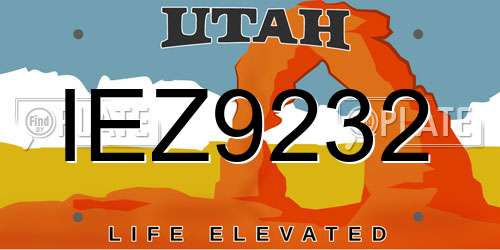 IEZ9232 Utah License Plate