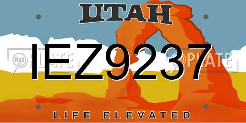 IEZ9237 Utah License Plate