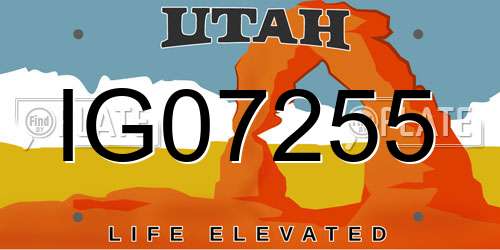 IG07255 Utah License Plate