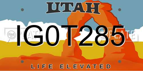 IG0T285 Utah License Plate