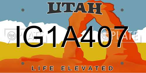 IG1A407 Utah License Plate