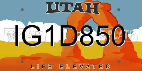 IG1D850 Utah License Plate