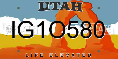 IG1O580 Utah License Plate