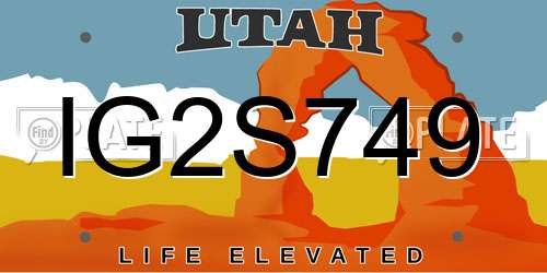 IG2S749 Utah License Plate