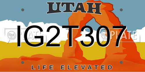 IG2T307 Utah License Plate