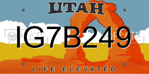 IG7B249 Utah License Plate