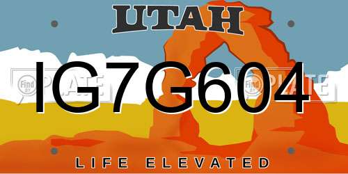 IG7G604 Utah License Plate