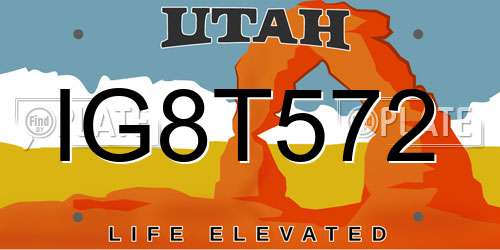 IG8T572 Utah License Plate