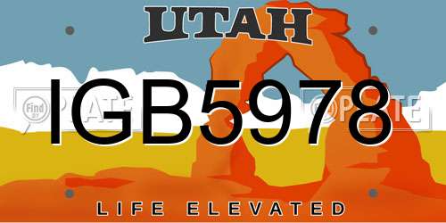 IGB5978 Utah License Plate