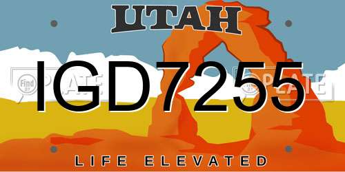 IGD7255 Utah License Plate