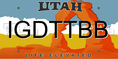 IGDTTBB Utah License Plate