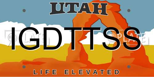 IGDTTSS Utah License Plate
