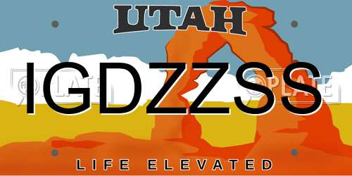 IGDZZSS Utah License Plate