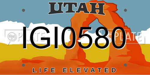 IGI0580 Utah License Plate