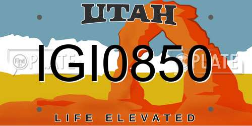 IGI0850 Utah License Plate