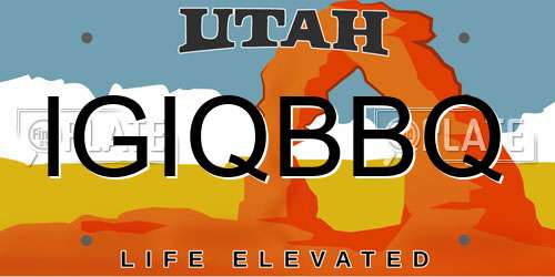 IGIQBBQ Utah License Plate