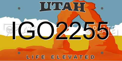 IGO2255 Utah License Plate