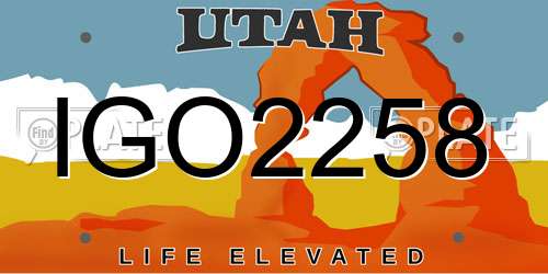 IGO2258 Utah License Plate