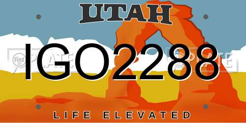 IGO2288 Utah License Plate