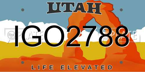 IGO2788 Utah License Plate