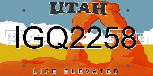 IGQ2258 Utah License Plate