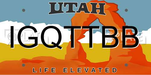 IGQTTBB Utah License Plate