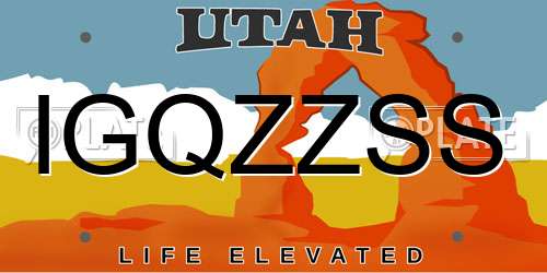 IGQZZSS Utah License Plate