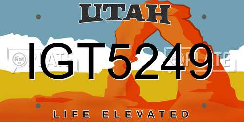 IGT5249 Utah License Plate