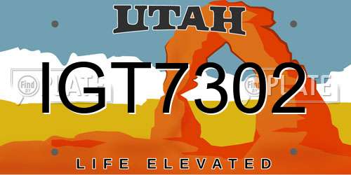IGT7302 Utah License Plate
