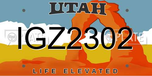 IGZ2302 Utah License Plate