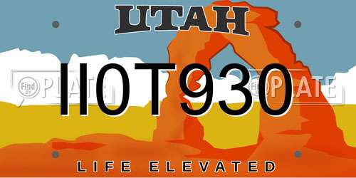II0T930 Utah License Plate