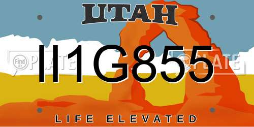 II1G855 Utah License Plate