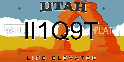II1Q9T Utah License Plate