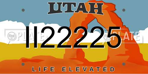 II22225 Utah License Plate