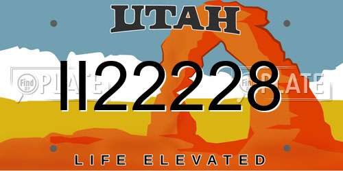 II22228 Utah License Plate