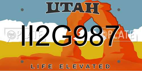 II2G987 Utah License Plate