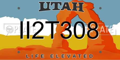 II2T308 Utah License Plate