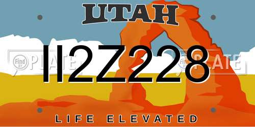 II2Z228 Utah License Plate