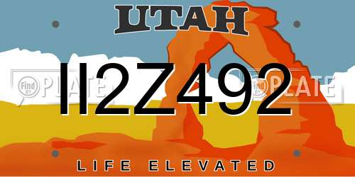II2Z492 Utah License Plate