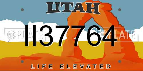 II37764 Utah License Plate
