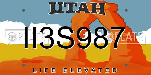 II3S987 Utah License Plate