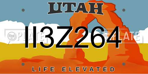 II3Z264 Utah License Plate