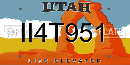 II4T951 Utah License Plate