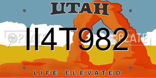 II4T982 Utah License Plate
