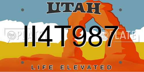 II4T987 Utah License Plate