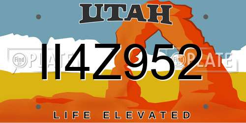 II4Z952 Utah License Plate